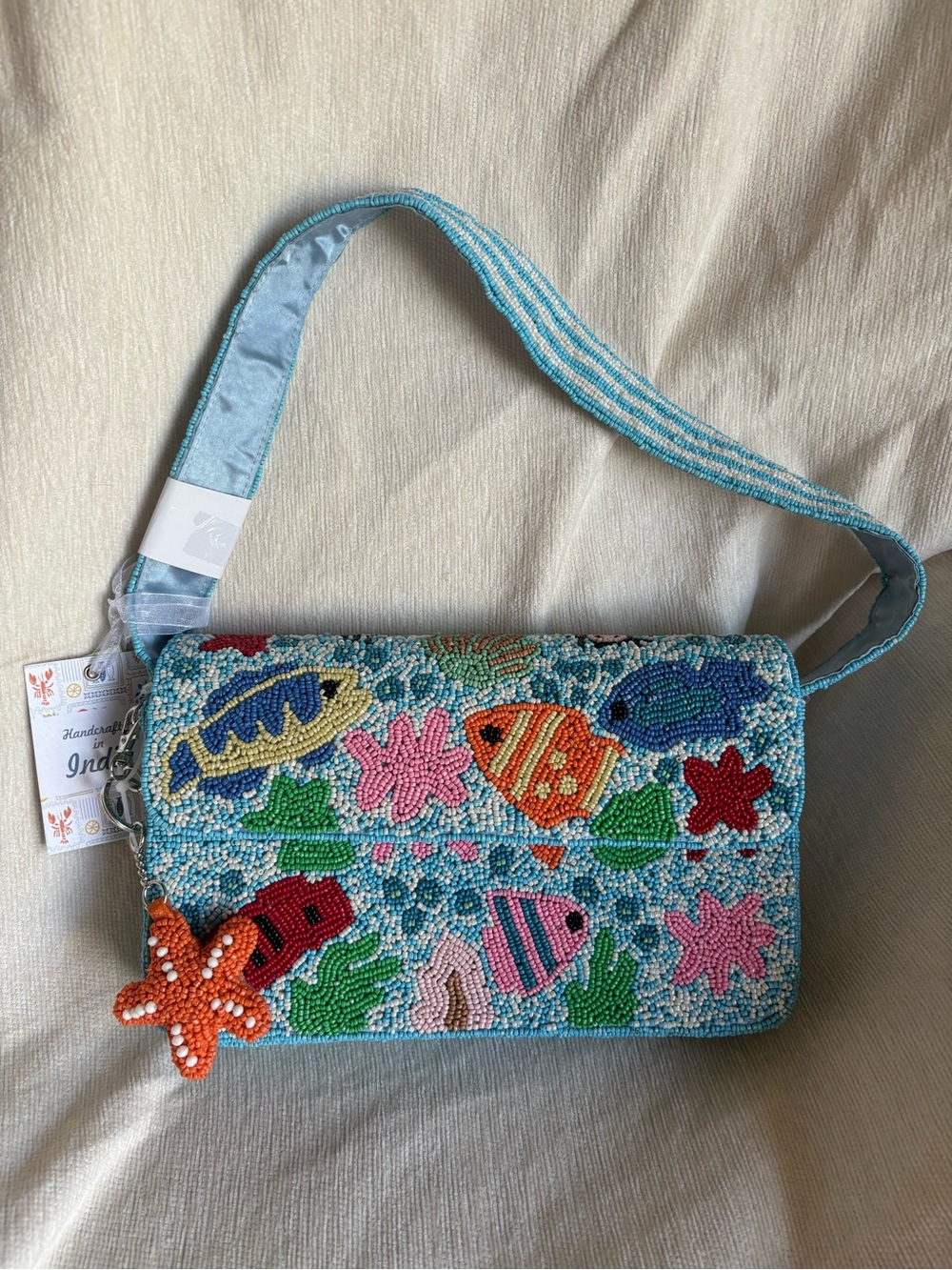 Beaded Fish & Starfish Shoulder Bag